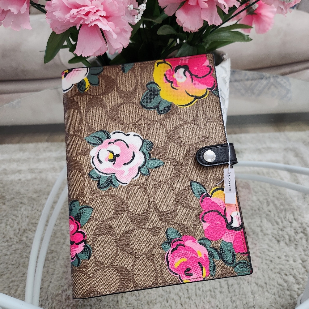 Coach Signature Canvas Neon Vintage Rose Notebook